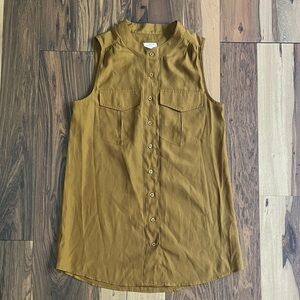J. Crew Factory Sleeveless Button-Down Shirt in Brown